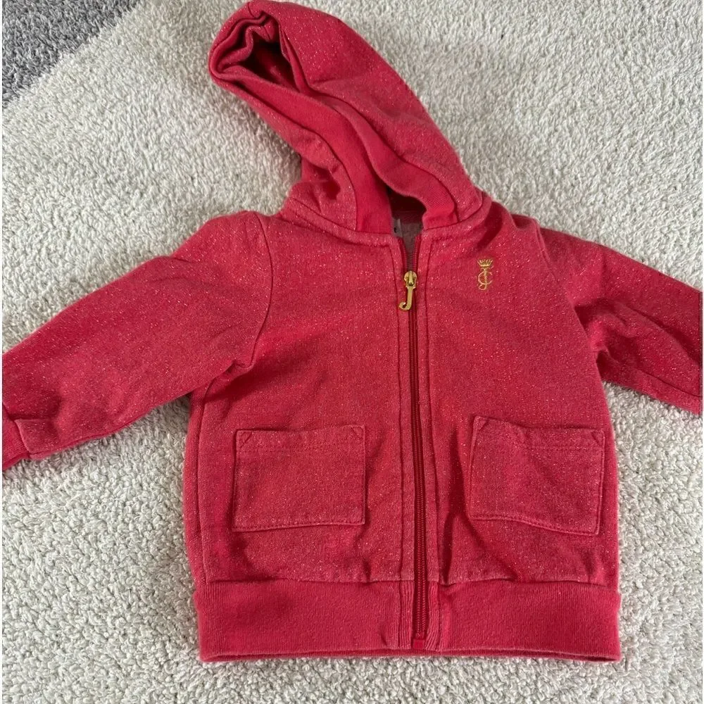 Juicy couture‎ Sweatshirt girls toddler Sz 6-12 month hoodie zip up Embroidered